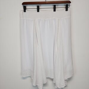 Studio JPR Asymmetric Midi Skirt Size 2X White Lace Crinkle Elastic Waist Boho